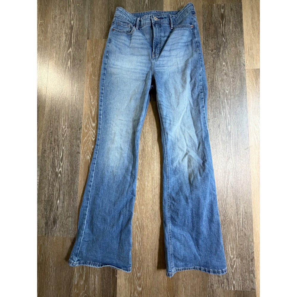 Old Navy Flare Jeans Womens 6 Blue Higher High Rise Secret Smooth Pockets